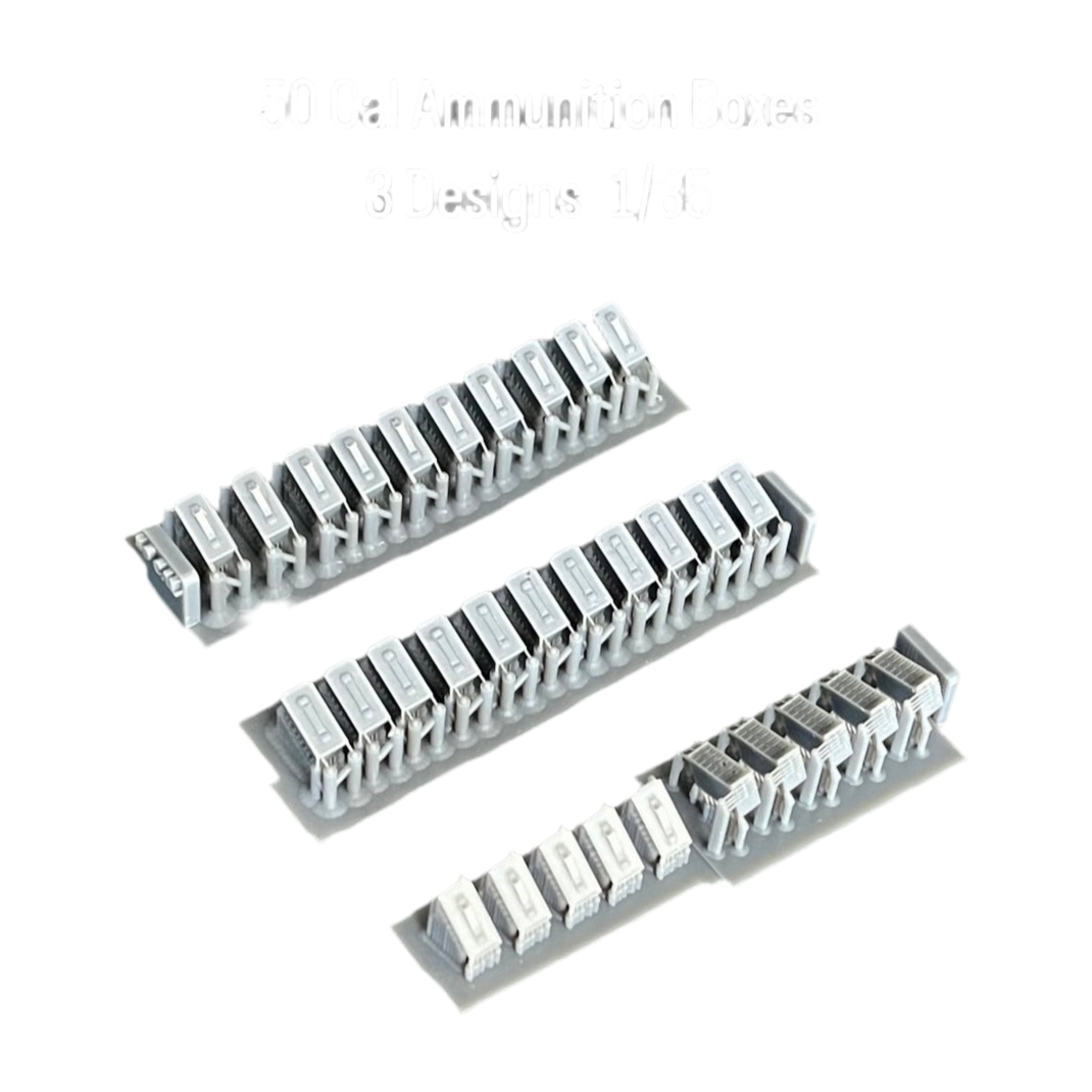 50 Cal Ammunition Boxes - 3 Designs -1/35