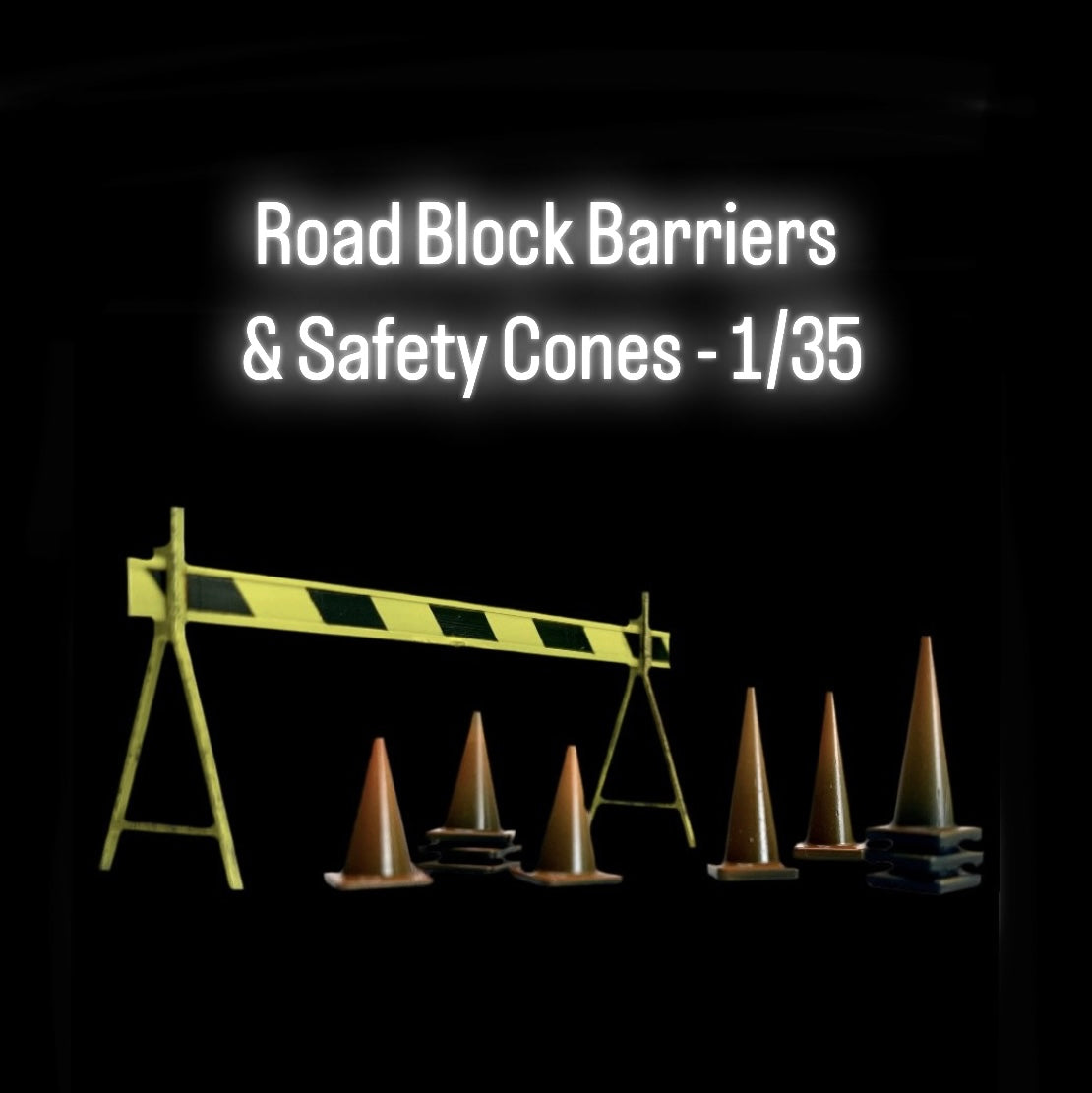 Road Block Barriers and Safety Cones - 1/35