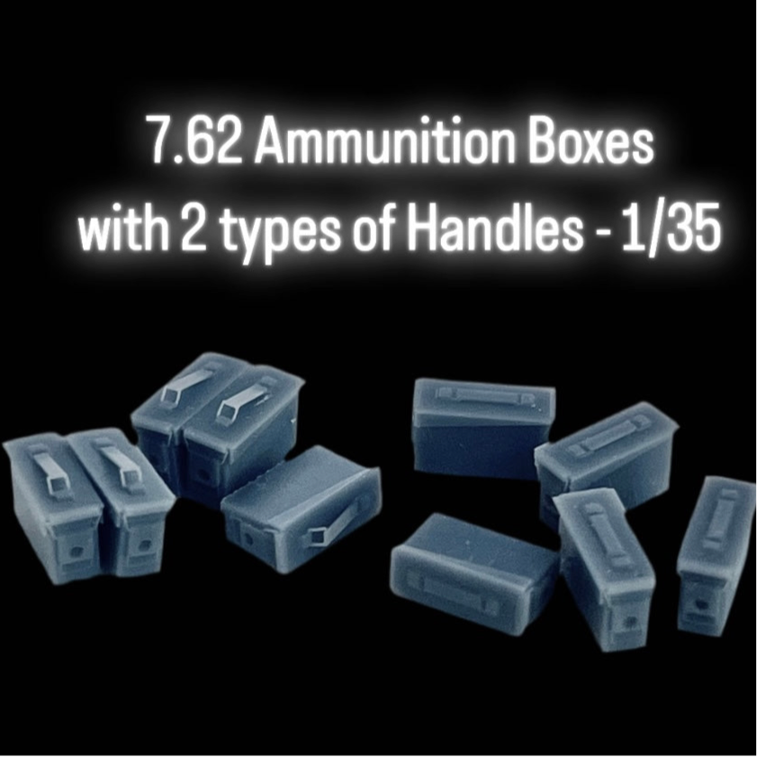 7.62 Ammunition Boxes with 2 types of Handles - 1/35