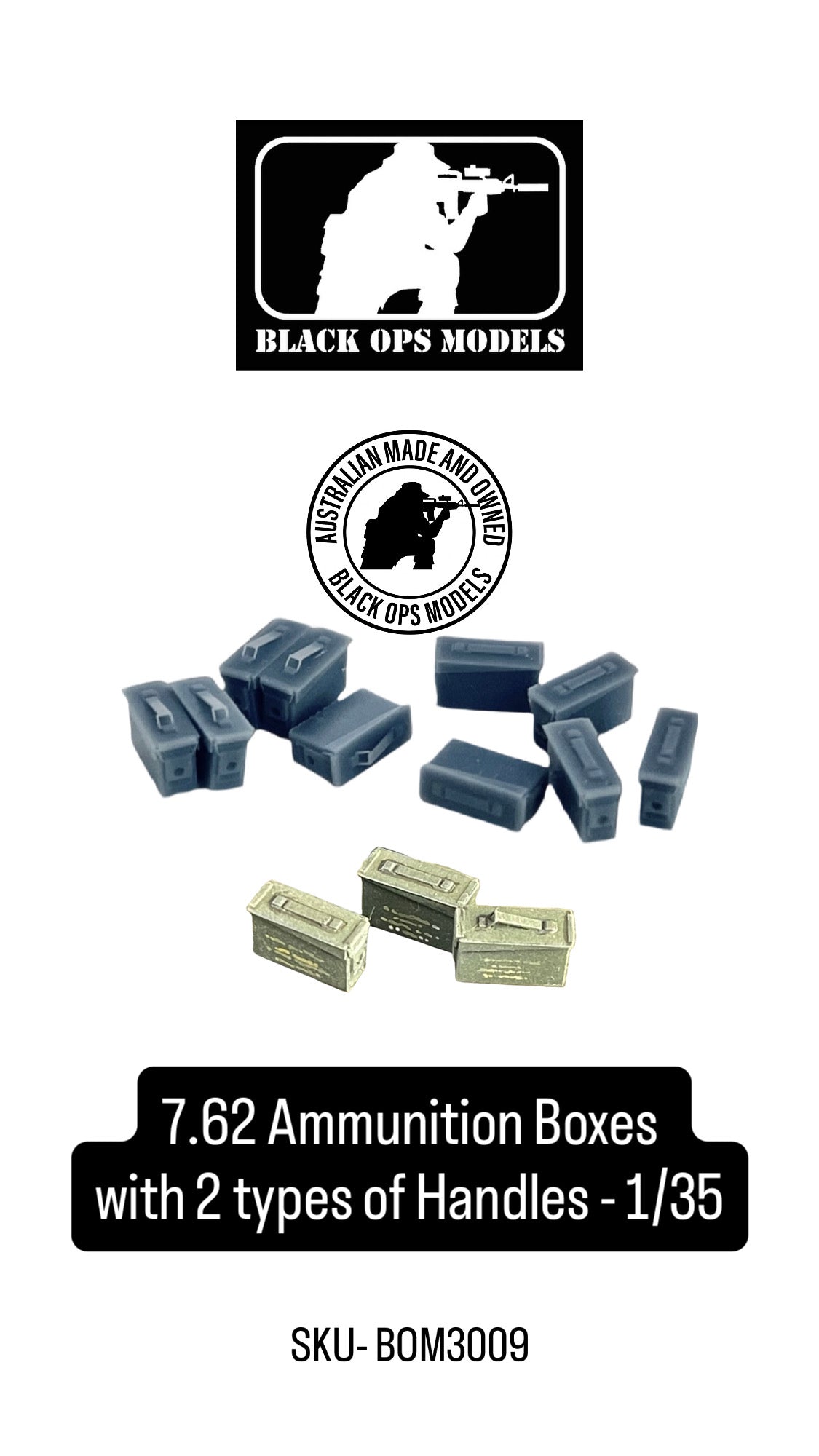 7.62 Ammunition Boxes with 2 types of Handles - 1/35