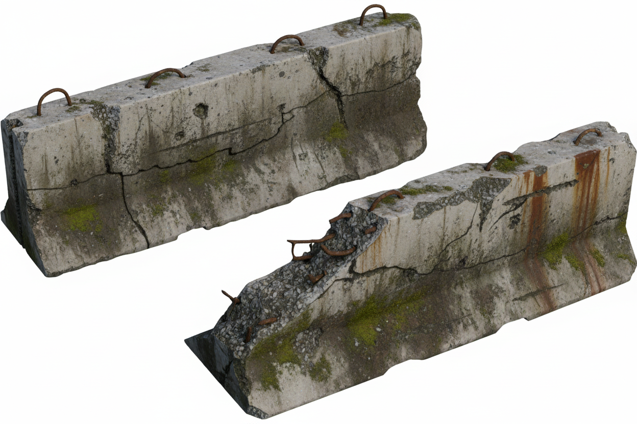 Jersey Barrier - Heavy and Light Damage Set - 1/35