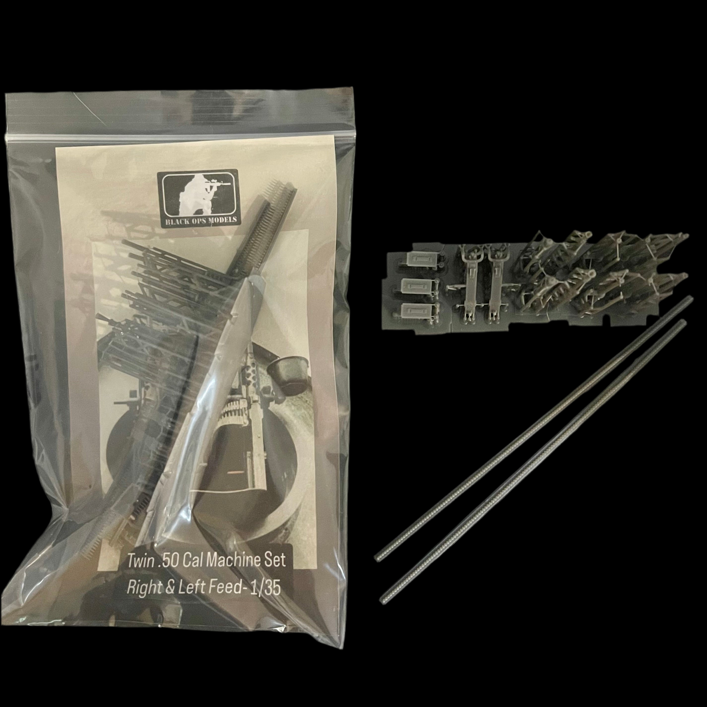 Twin .50 Cal Machine Gun Set Right & Left Feed- 1/35
