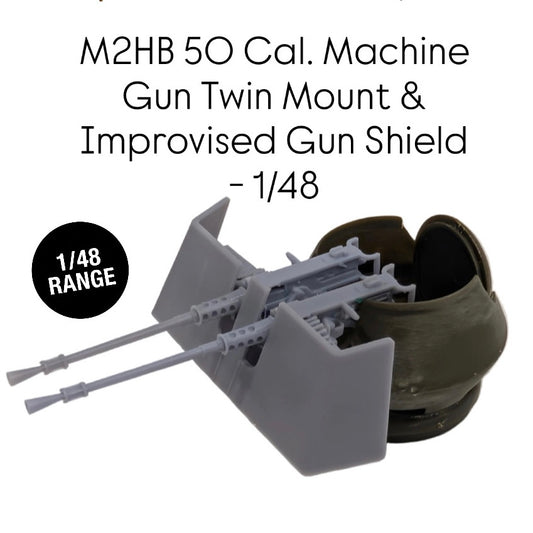 M2HB 50 Cal. Machine Gun Twin Mount & Improvised Gun Shield - 1/48
