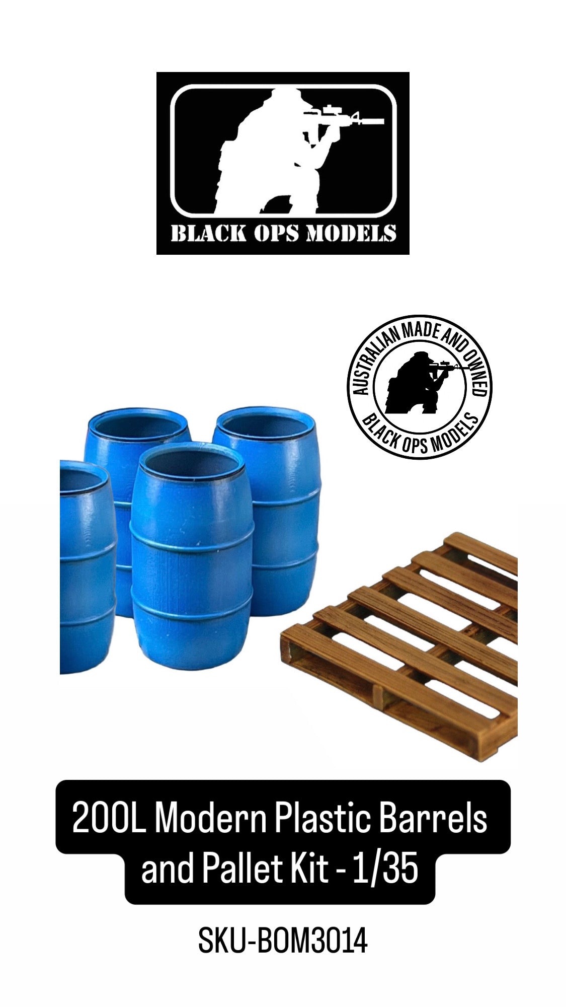 200L Modern Plastic Barrels and Pallet Kit - 1/35