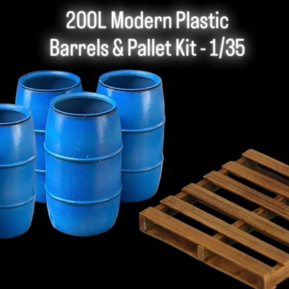 200L Modern Plastic Barrels and Pallet Kit - 1/35