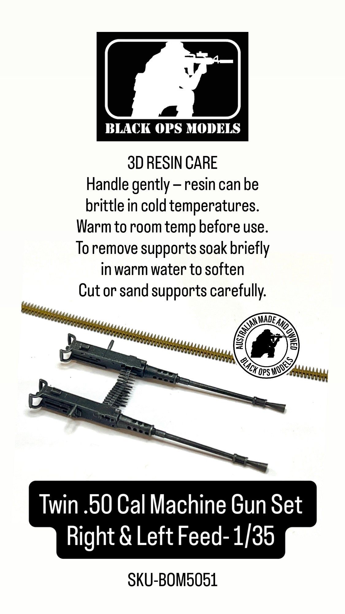 Twin .50 Cal Machine Gun Set Right & Left Feed- 1/35