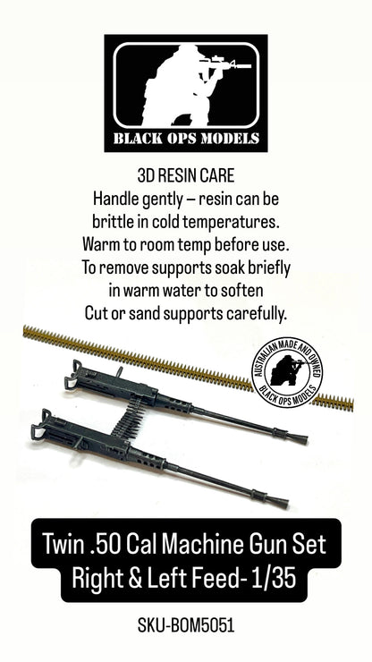 Twin .50 Cal Machine Gun Set Right & Left Feed- 1/35