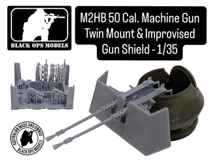 M2HB 50 Cal. Machine Gun Twin Mount & Improvised Gun Shield - 1/35
