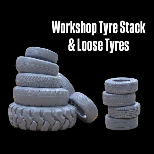Workshop Tyre Stack & Loose Tyres – 1/35