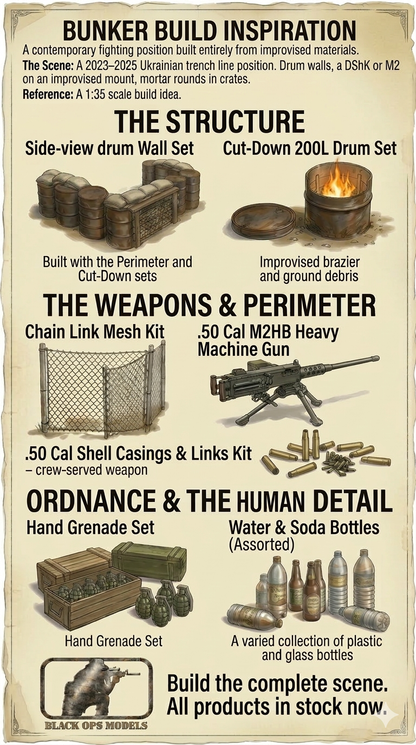 200L Drum Bunker Wall Set – 1/35