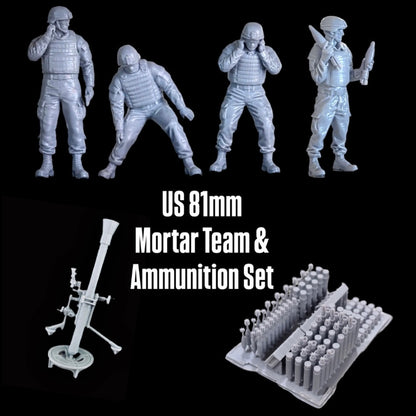 US 81mm Mortar Team & Ammunition Set - 1/48