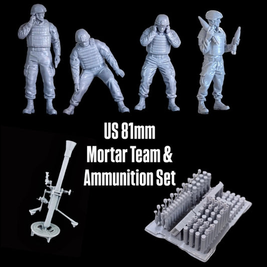 US 81mm Mortar Team & Ammunition Set - 1/48