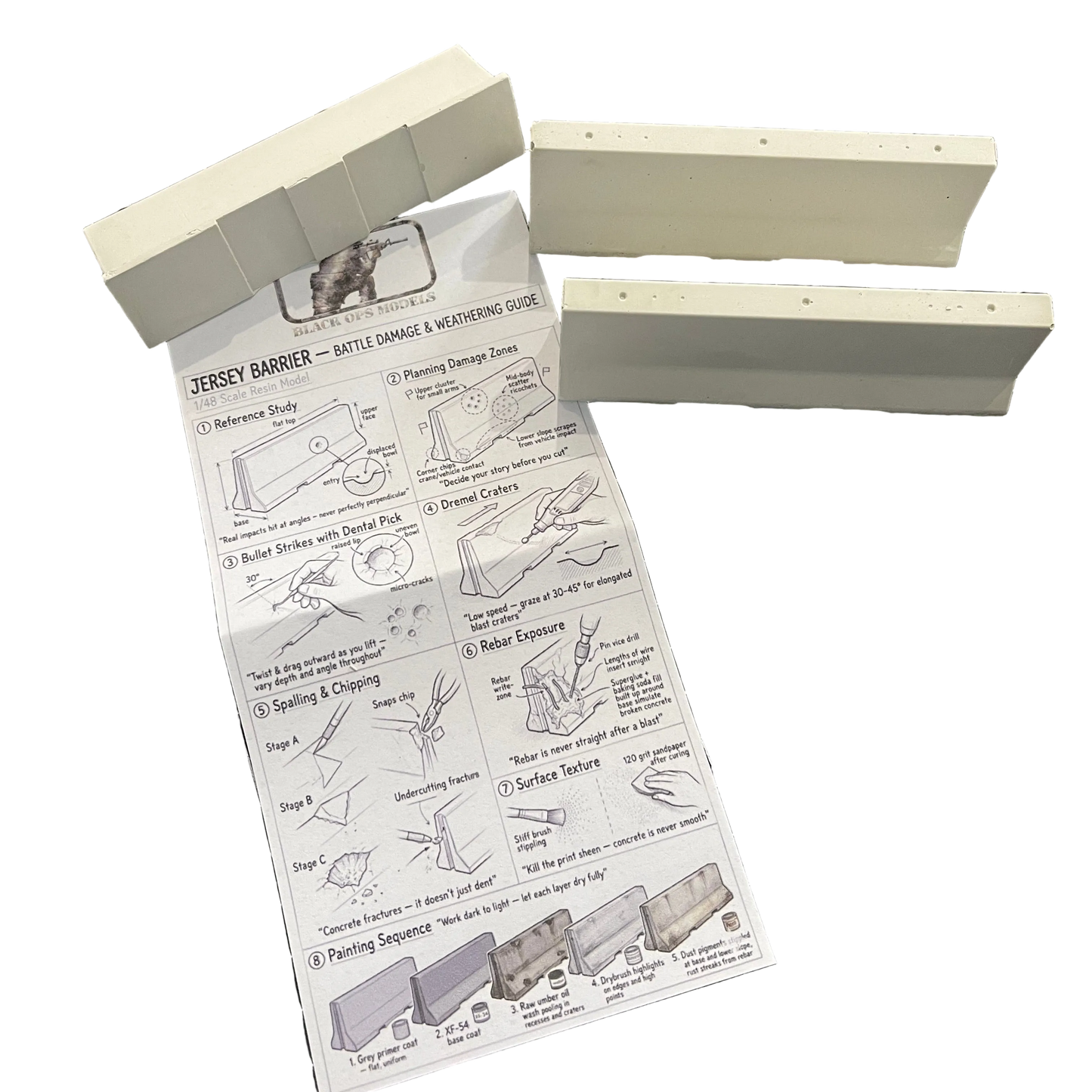 Jersey Barrier Battle Damage Set - 1/48
