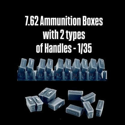 7.62 Ammunition Boxes with 2 types of Handles - 1/35