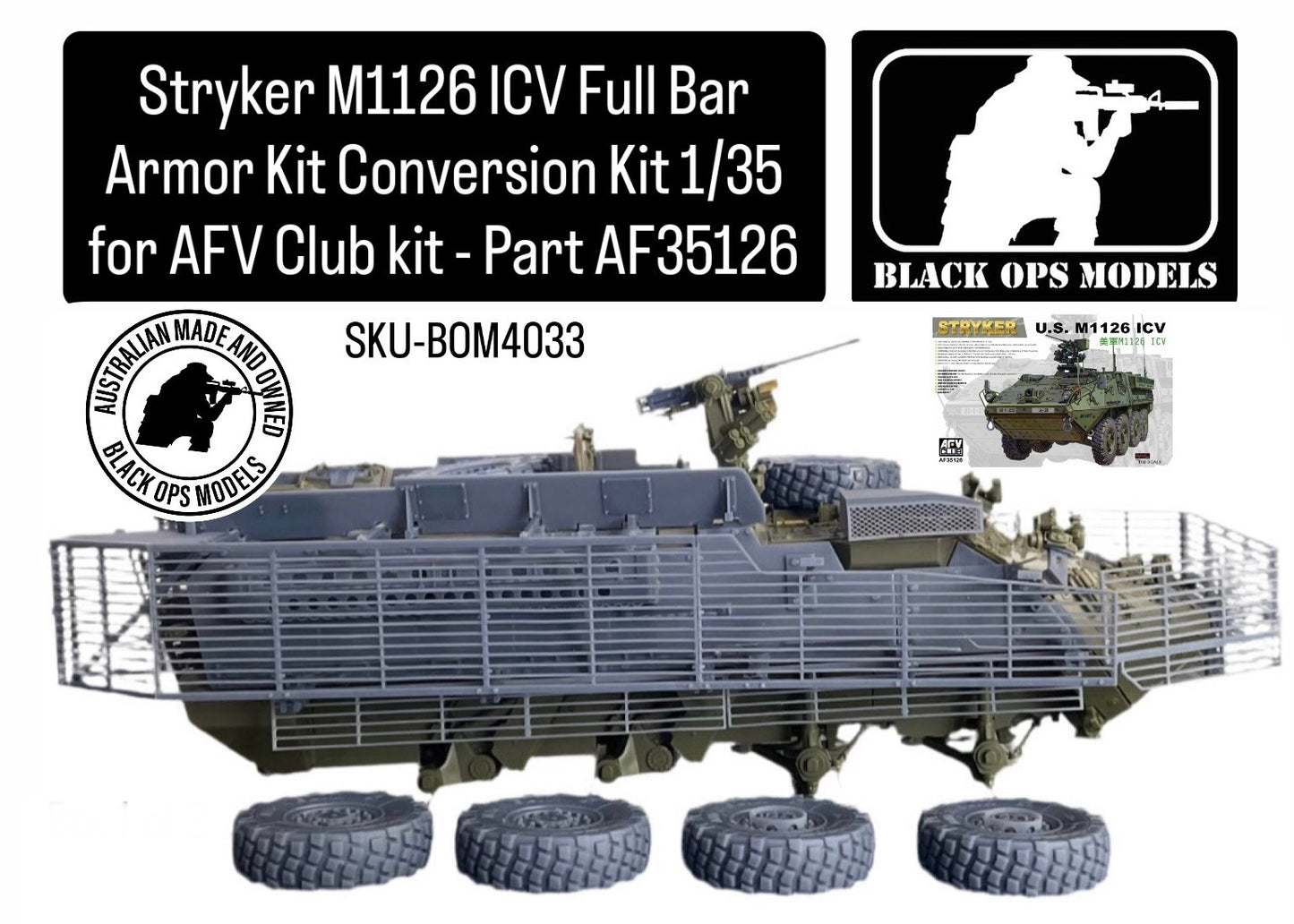 Stryker M1126 ICV Full Bar Armor Kit Conversion Kit 1/35 for AFV Club kit - Part AF35126