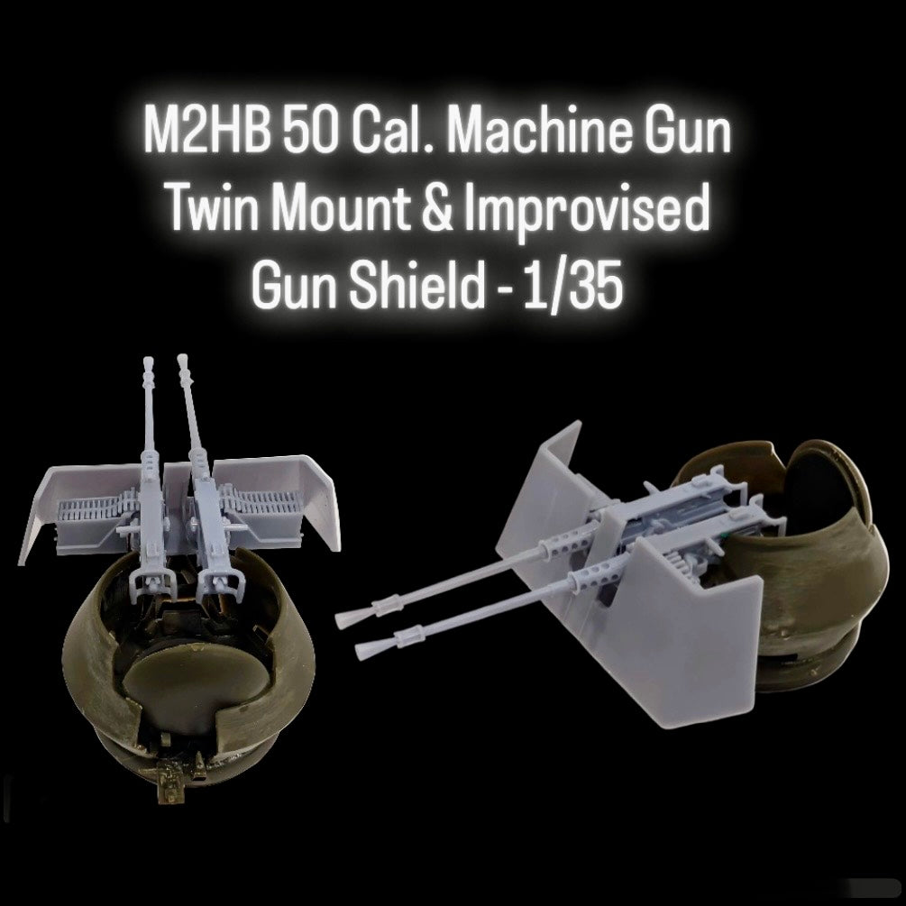 M2HB 50 Cal. Machine Gun Twin Mount & Improvised Gun Shield - 1/35