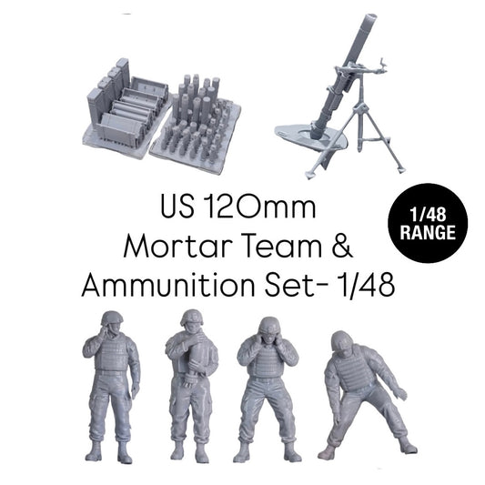 US 120mm Mortar Team & Ammunition Set- 1/48